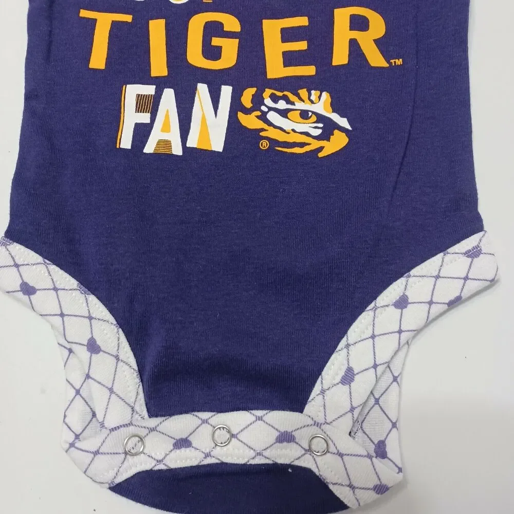 Cutest Tiger Fan Louisiana State Un Girls 0-3 Month Bodysuit Purple Yellow White